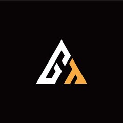 G T initial logo modern triangle with black background