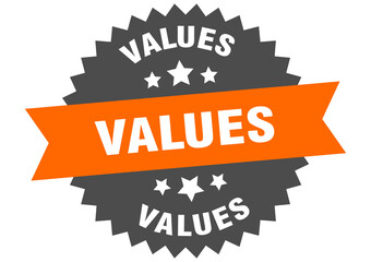 values round isolated ribbon label. values sign