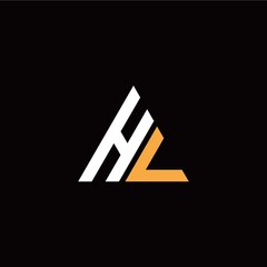 H L initial logo modern triangle with black background