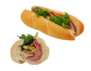 Closeup of sandwiches isolated on white background