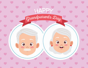 happy grandparents day card with old couple