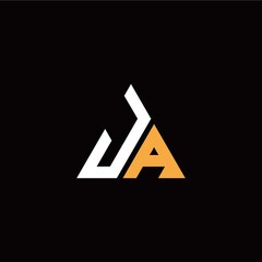 J A initial logo modern triangle with black background