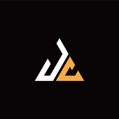 J C initial logo modern triangle with black background
