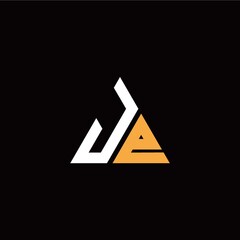 J E initial logo modern triangle with black background