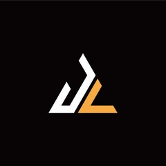 J L initial logo modern triangle with black background