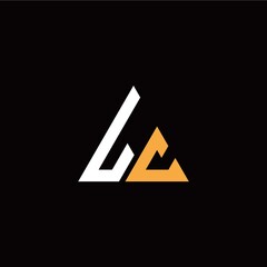 L C initial logo modern triangle with black background