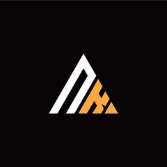 N K initial logo modern triangle with black background