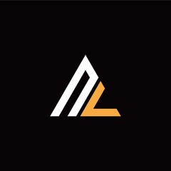 N L initial logo modern triangle with black background