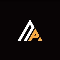 N P initial logo modern triangle with black background