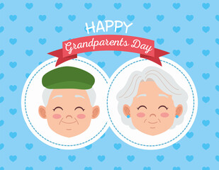 happy grandparents day card with old couple