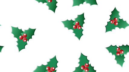 Vector green, red holly berry and mistletoe holiday seamless pattern background. Great for winter themed packaging