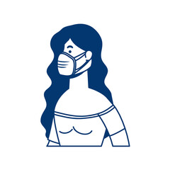 young woman wearing medical mask character