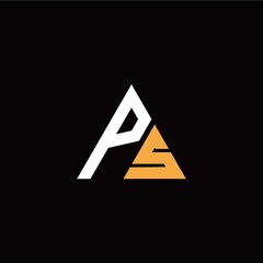 P S initial logo modern triangle with black background