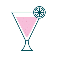 tropical cocktail glass cup with lemon line and fill style icon design, Alcohol drink bar and beverage theme Vector illustration