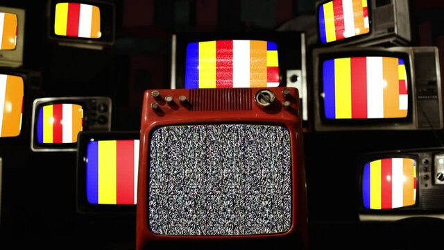 Buddhist flag and Vintage Televisions.