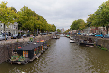 Fototapeta na wymiar The Schuitendiep canal in Groningen, The Netherlands