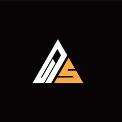 Q S initial logo modern triangle with black background