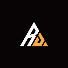 R D initial logo modern triangle with black background