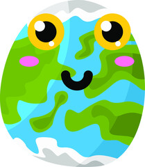 Simple Vector Design of an Earth Egg with Smile in Blue and Green