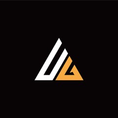 U G initial logo modern triangle with black background