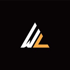 W L initial logo modern triangle with black background