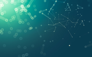 Abstract background. Molecules technology with polygonal shapes, connecting dots and lines. Connection structure. Big data visualization.