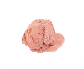 strawberry ice cream ball isolated on white background