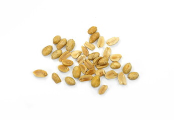 Salted peanuts isolated on white background.