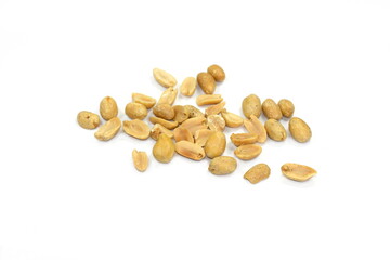 Fototapeta na wymiar Salted peanuts isolated on white background.