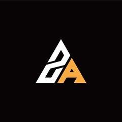 Z A initial logo modern triangle with black background