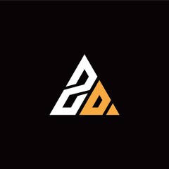 Z O initial logo modern triangle with black background - obrazy, fototapety, plakaty
