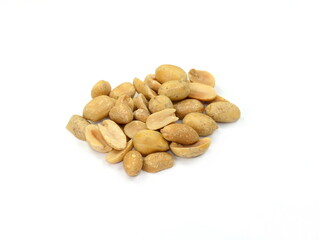 Fototapeta na wymiar Salted peanuts isolated on white background.