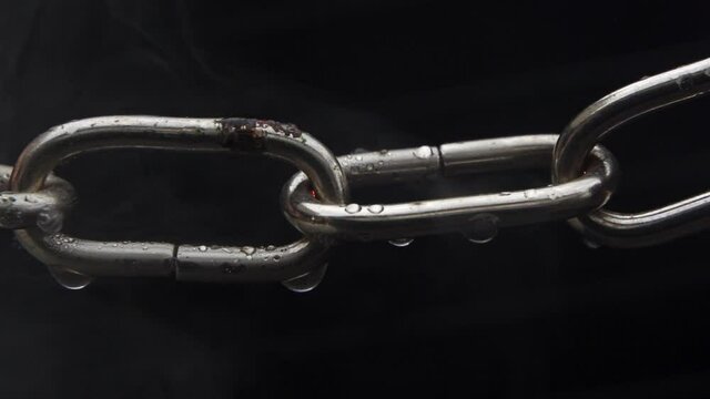 Weakest Link - Concept - Real Chain slowly heats up and starts to sparkle, then the weakest link finally breaks and then the rest of the chain breaks.