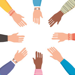 diversity hands human team flat style icon