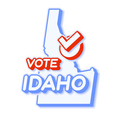 Presidential vote in Idaho USA 2020 vector illustration. State map with text to vote and red tick or check mark of choice. Sticker Isolated on a white background