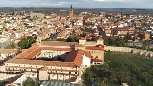 Avila. Madrigal de las Altas Torres. Historical village of Spain. Aerial Drone Footage