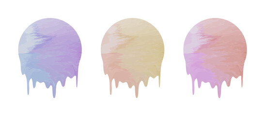 Set of three dripping watercolour vector orbs. 