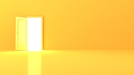 The concept of light coming through an open door.
3d rendering of the yellow studio.