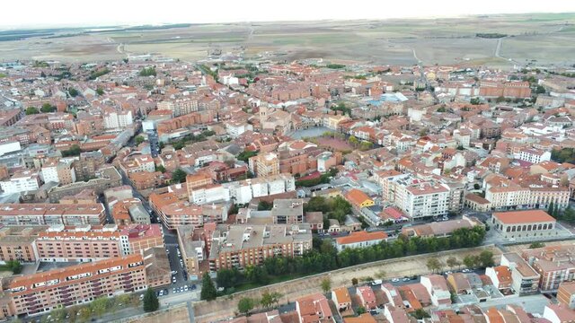 Medina del Campo, village of Valladolid. Spain.  Aerial Drone Footage