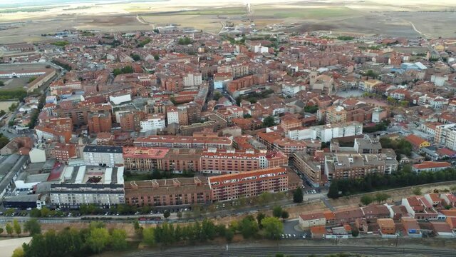 Medina del Campo, village of Valladolid. Spain.  Aerial Drone Footage
