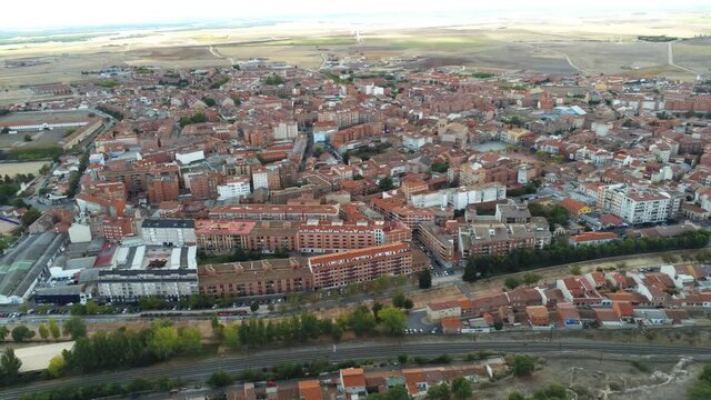 Medina del Campo, village of Valladolid. Spain.  Aerial Drone Footage