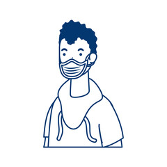 young man wearing medical mask character