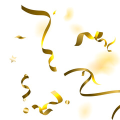 Holiday Serpentine. Gold Foil Streamers Ribbons.