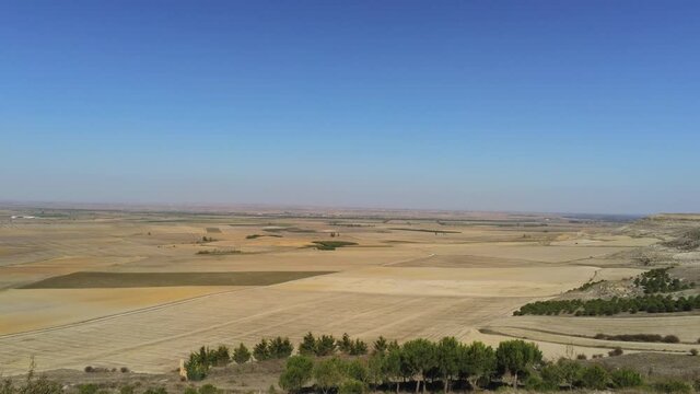 Scenic view of Fields in Palencia, Spain Aerial Drone Footage