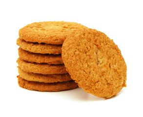 homemade oatmeal cookies isolated on white background