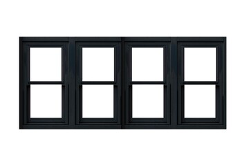 Vintage black wooden window frame isolaed on a white background