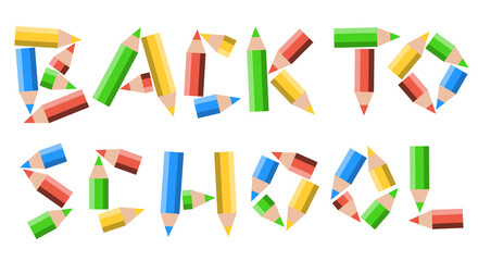 Back to school banner made of colored pencils