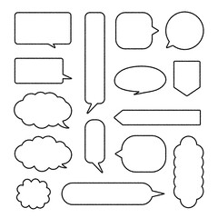 Obraz premium かわいい吹き出しのイラストセット(線画)