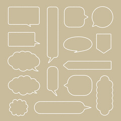 かわいい吹き出しのイラストセット(線画 白)