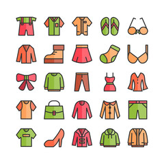 Fashion icon set vector flat line for website, mobile app, presentation, social media. Suitable for user interface and user experience.